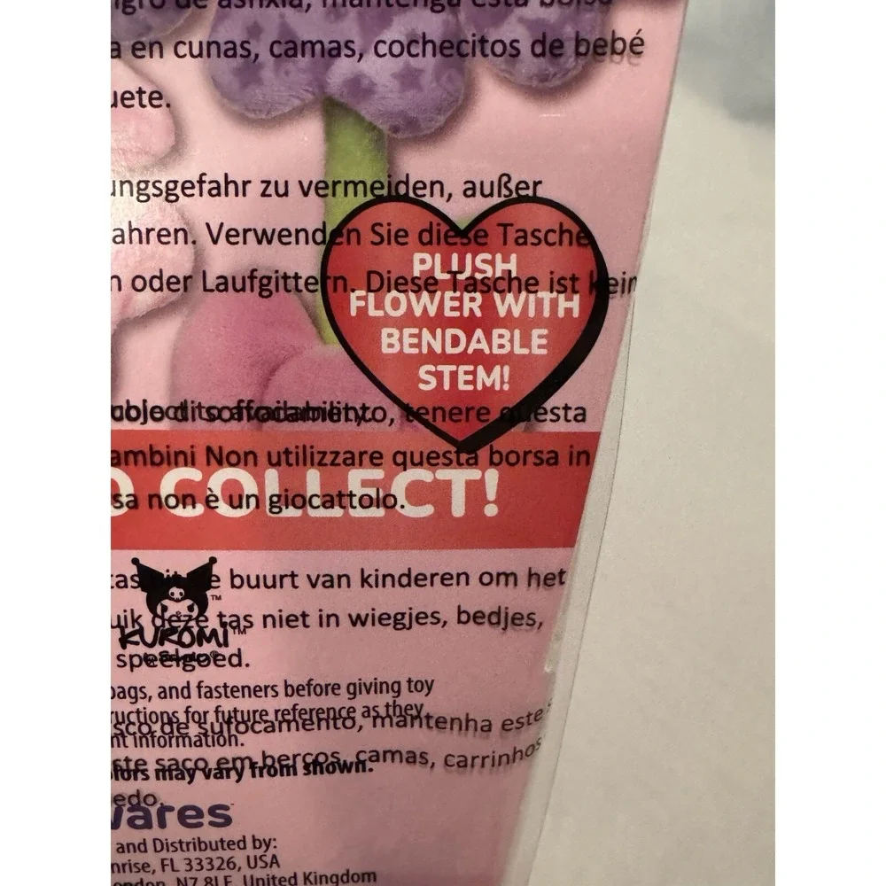 Hello Kitty &‎ Friends Kuromi Valentine's Day Plush Flower w/ Bendable Stem New